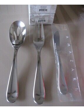 Yamazaki Metaphor 3 pc Serve Set Cold Meat Fork, Butter knife, Pierced Spoon